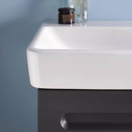 Duravit No.1 600mm Graphite Matt 1-Drawer Wall Mounted Vanity Unit with Basin (Trap Cut-Out) 3 Duravit No.1 600mm Graphite Matt 1-Drawer Wall Mounted Vanity Unit with Basin (Trap Cut-Out) - Image 3