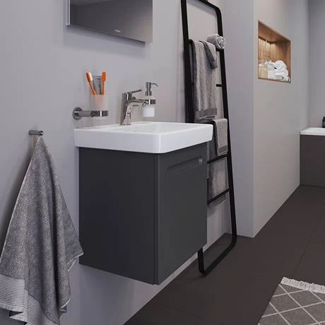 Duravit No.1 550mm Graphite Matt 1-Drawer Wall Mounted Vanity Unit with Basin 5 Duravit No.1 550mm Graphite Matt 1-Drawer Wall Mounted Vanity Unit with Basin - Image 5