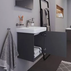 Duravit No.1 500mm Graphite Matt Wall Mounted Vanity Unit with Basin -Vanity Units Sales Store N550GRA Door1 460 1