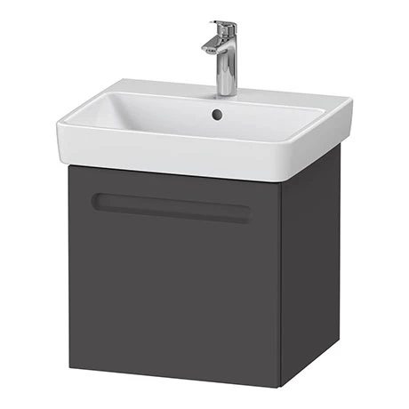 Duravit No.1 550mm Graphite Matt 1-Drawer Wall Mounted Vanity Unit with Basin 1 Duravit No.1 550mm Graphite Matt 1-Drawer Wall Mounted Vanity Unit with Basin