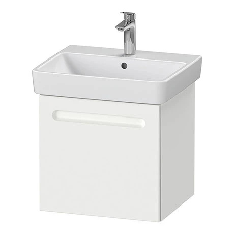 Duravit No.1 550mm White Matt 1-Drawer Wall Mounted Vanity Unit with Basin (Trap Cut-Out) 1 Duravit No.1 550mm White Matt 1-Drawer Wall Mounted Vanity Unit with Basin (Trap Cut-Out)