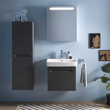 Duravit No.1 600mm Graphite Matt 1-Drawer Wall Mounted Vanity Unit with Basin 2 Duravit No.1 600mm Graphite Matt 1-Drawer Wall Mounted Vanity Unit with Basin - Image 2