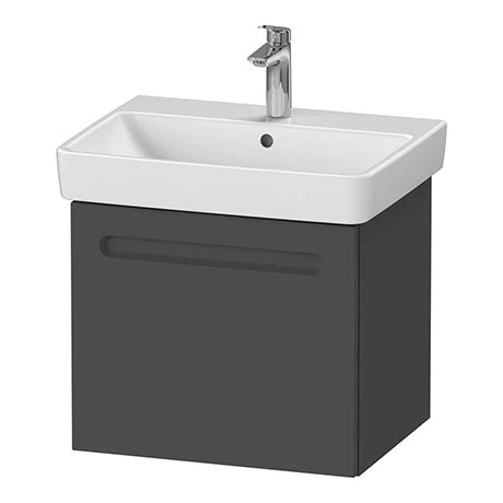 Duravit No.1 600mm Graphite Matt 1-Drawer Wall Mounted Vanity Unit with Basin 1 Duravit No.1 600mm Graphite Matt 1-Drawer Wall Mounted Vanity Unit with Basin