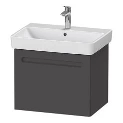 Duravit No.1 650mm Graphite Matt 1-Drawer Wall Mounted Vanity Unit with Basin