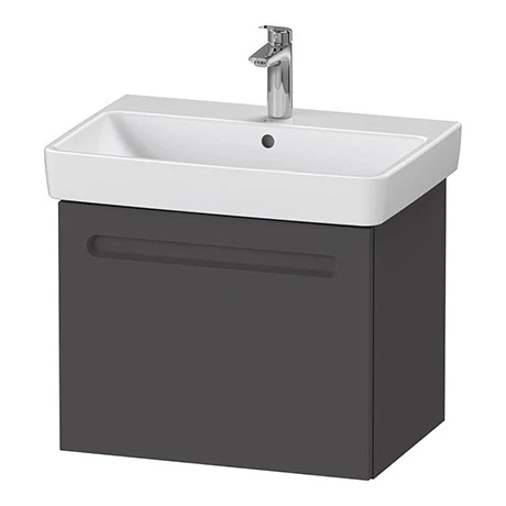 Duravit No.1 650mm Graphite Matt 1-Drawer Wall Mounted Vanity Unit with Basin 1 Duravit No.1 650mm Graphite Matt 1-Drawer Wall Mounted Vanity Unit with Basin