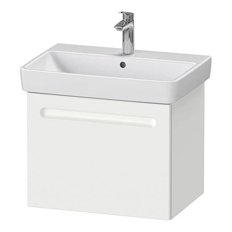 Duravit No.1 650mm White Matt 1-Drawer Wall Mounted Vanity Unit with Basin (Trap Cut-Out) 1 Duravit No.1 650mm White Matt 1-Drawer Wall Mounted Vanity Unit with Basin (Trap Cut-Out)