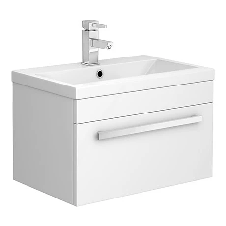 Nova 600mm Mid-Edge Basin Wall Hung High Gloss White Vanity Unit 1 Nova 600mm Mid-Edge Basin Wall Hung High Gloss White Vanity Unit