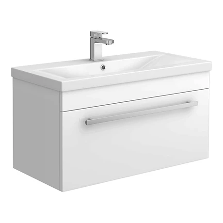 Nova 800mm Mid-Edge Basin Wall Hung High Gloss White Vanity Unit 1 Nova 800mm Mid-Edge Basin Wall Hung High Gloss White Vanity Unit