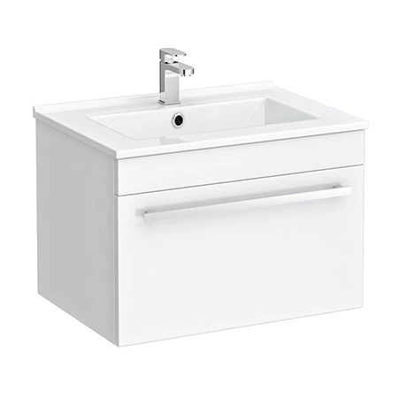 Nova 500mm Wall Hung Vanity Sink With Cabinet - Modern High Gloss White 1 Nova 500mm Wall Hung Vanity Sink With Cabinet - Modern High Gloss White
