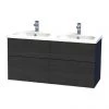 Miller - New York 120 Wall Hung Four Drawer Vanity Unit with Double Ceramic Basin - Black