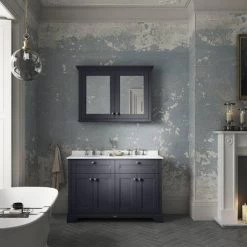 Old London 1200mm Cabinet & Double Bowl White Marble Top - Twilight Blue 5 Old London 1200mm Cabinet & Double Bowl White Marble Top - Twilight Blue -Vanity Units Sales Store OLWM12TB d2 460