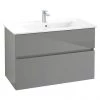 Villeroy and Boch V-Line Glossy Grey 1000mm Wall Hung 2-Drawer Vanity Unit