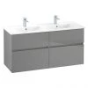 Villeroy and Boch V-Line Glossy Grey 1300mm Wall Hung 4-Drawer Double Vanity Unit