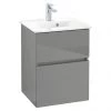 Villeroy and Boch V-Line Glossy Grey 500mm Wall Hung 2-Drawer Vanity Unit