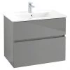 Villeroy and Boch V-Line Glossy Grey 800mm Wall Hung 2-Drawer Vanity Unit