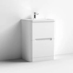 Nuie Elbe Satin White 600mm Floor Standing 2-Drawer Vanity Unit - PAR101A 6 Nuie Elbe Satin White 600mm Floor Standing 2-Drawer Vanity Unit - PAR101A -Vanity Units Sales Store PAR101A D2 460