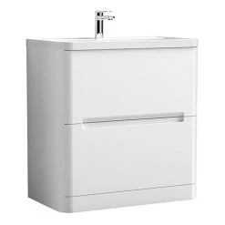 Nuie Elbe Satin White 800mm Floor Standing 2-Drawer Vanity Unit - PAR103A