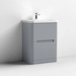 Nuie Elbe Satin Grey 600mm Floor Standing 2-Drawer Vanity Unit - PAR201A -Vanity Units Sales Store PAR201A D2 460