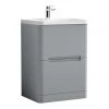 Nuie Elbe Satin Grey 600mm Floor Standing 2-Drawer Vanity Unit - PAR201A