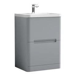 Nuie Elbe Satin Grey 600mm Floor Standing 2-Drawer Vanity Unit - PAR201A