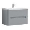 Nuie Elbe Satin Grey 800mm Wall Hung 2-Drawer Vanity Unit - PAR204A