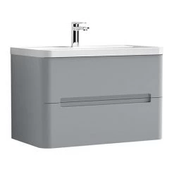 Nuie Elbe Satin Grey 800mm Wall Hung 2-Drawer Vanity Unit - PAR204A