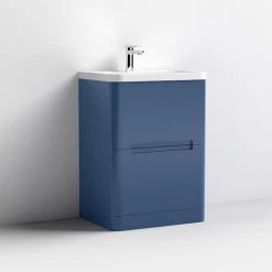 Nuie Elbe Satin Blue 600mm Floor Standing 2-Drawer Vanity Unit - PAR301A -Vanity Units Sales Store PAR301A D2 460