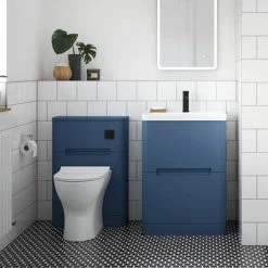 Nuie Elbe Satin Blue 600mm Floor Standing 2-Drawer Vanity Unit - PAR301A -Vanity Units Sales Store PAR301A d3 460