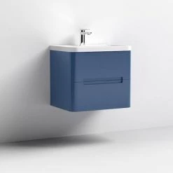 Nuie Elbe Satin Blue 600mm Wall Hung 2-Drawer Vanity Unit - PAR302A -Vanity Units Sales Store PAR302A D1 460