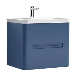 Nuie Elbe Satin Blue 600mm Wall Hung 2-Drawer Vanity Unit - PAR302A