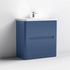 Nuie Elbe Satin Blue 800mm Floor Standing 2-Drawer Vanity Unit - PAR303A -Vanity Units Sales Store PAR303A D1 460