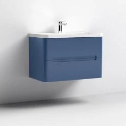 Nuie Elbe Satin Blue 800mm Wall Hung 2-Drawer Vanity Unit - PAR304A -Vanity Units Sales Store PAR304A D1 460