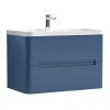 Nuie Elbe Satin Blue 800mm Wall Hung 2-Drawer Vanity Unit - PAR304A