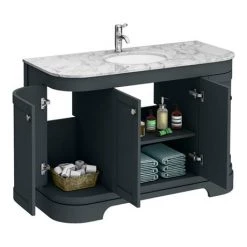 Period Bathroom Co. 1220mm Curved Vanity Unit with White Marble Basin Top - Dark Grey -Vanity Units Sales Store PBC12DGCRVM d2 460