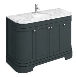 Period Bathroom Co. 1220mm Curved Vanity Unit with White Marble Basin Top - Dark Grey