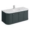 Period Bathroom Co. 1220mm Curved Wall Hung Vanity with White Marble Basin Top - Dark Grey