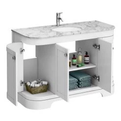 Period Bathroom Co. 1220mm Curved Vanity Unit with White Marble Basin Top - White -Vanity Units Sales Store PBC12WTCRVM d3 460
