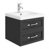 Period Bathroom Co. Wall Hung Vanity - Matt Black - 500mm 2 Drawer with Chrome Handles