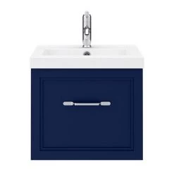 Period Bathroom Co. Wall Hung Vanity - Matt Blue - 500mm 1 Drawer with Chrome Handle 7 Period Bathroom Co. Wall Hung Vanity - Matt Blue - 500mm 1 Drawer with Chrome Handle -Vanity Units Sales Store PBC5WHBLU1D d4 460