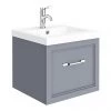 Period Bathroom Co. Wall Hung Vanity - Matt Grey - 500mm 1 Drawer with Chrome Handle