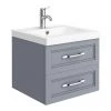 Period Bathroom Co. Wall Hung Vanity - Matt Grey - 500mm 2 Drawer with Chrome Handles