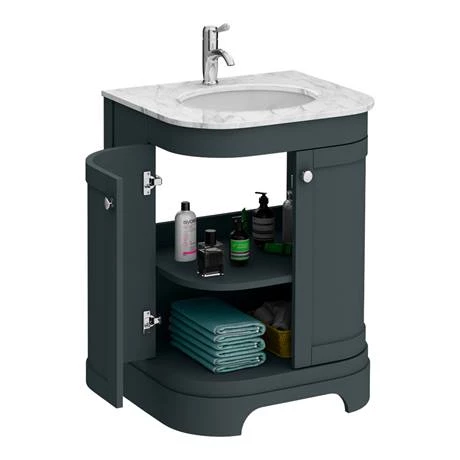 Period Bathroom Co. 620mm Curved Vanity Unit with Marble Basin Top - Dark Grey 3 Period Bathroom Co. 620mm Curved Vanity Unit with Marble Basin Top - Dark Grey - Image 3