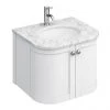 Period Bathroom Co. 620mm Curved Wall Hung Vanity with White Marble Basin Top - White