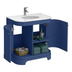 Period Bathroom Co. 820mm Curved Vanity Unit with White Marble Basin Top - Cobalt Blue -Vanity Units Sales Store PBC8BLCRVM d2 460