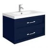 Period Bathroom Co. Wall Hung Vanity - Matt Blue - 800mm 2 Drawer with Chrome Handles