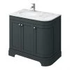 Period Bathroom Co. 920mm LH Offset Vanity Unit with White Marble Basin Top - Dark Grey
