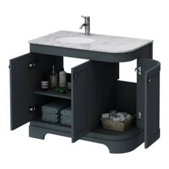 Period Bathroom Co. 920mm LH Offset Vanity Unit with White Marble Basin Top - Dark Grey -Vanity Units Sales Store PBC9DGCRVMLH d2 460