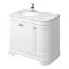Period Bathroom Co. 920mm LH Offset Vanity Unit with White Marble Basin Top - White