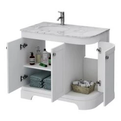 Period Bathroom Co. 920mm LH Offset Vanity Unit with White Marble Basin Top - White 5 Period Bathroom Co. 920mm LH Offset Vanity Unit with White Marble Basin Top - White -Vanity Units Sales Store PBC9WTCRVMLH d3 460