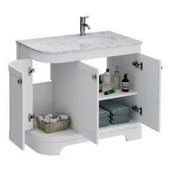 Period Bathroom Co. 920mm RH Offset Vanity Unit with White Marble Basin Top - White -Vanity Units Sales Store PBC9WTCRVMRH d2 460